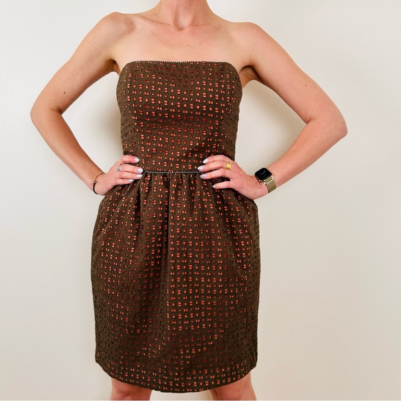 Corey Lynn Calter strapless fit & flare eyelet boho corset mini pocket dress - Picture 5 of 10